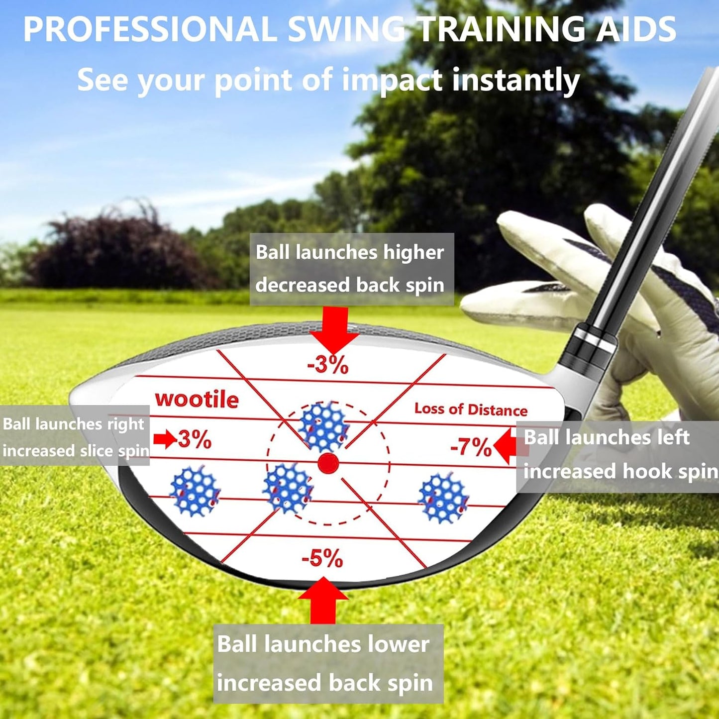 Golf Impact Tape - 180 Pieces of Impact Stickers for Clubs