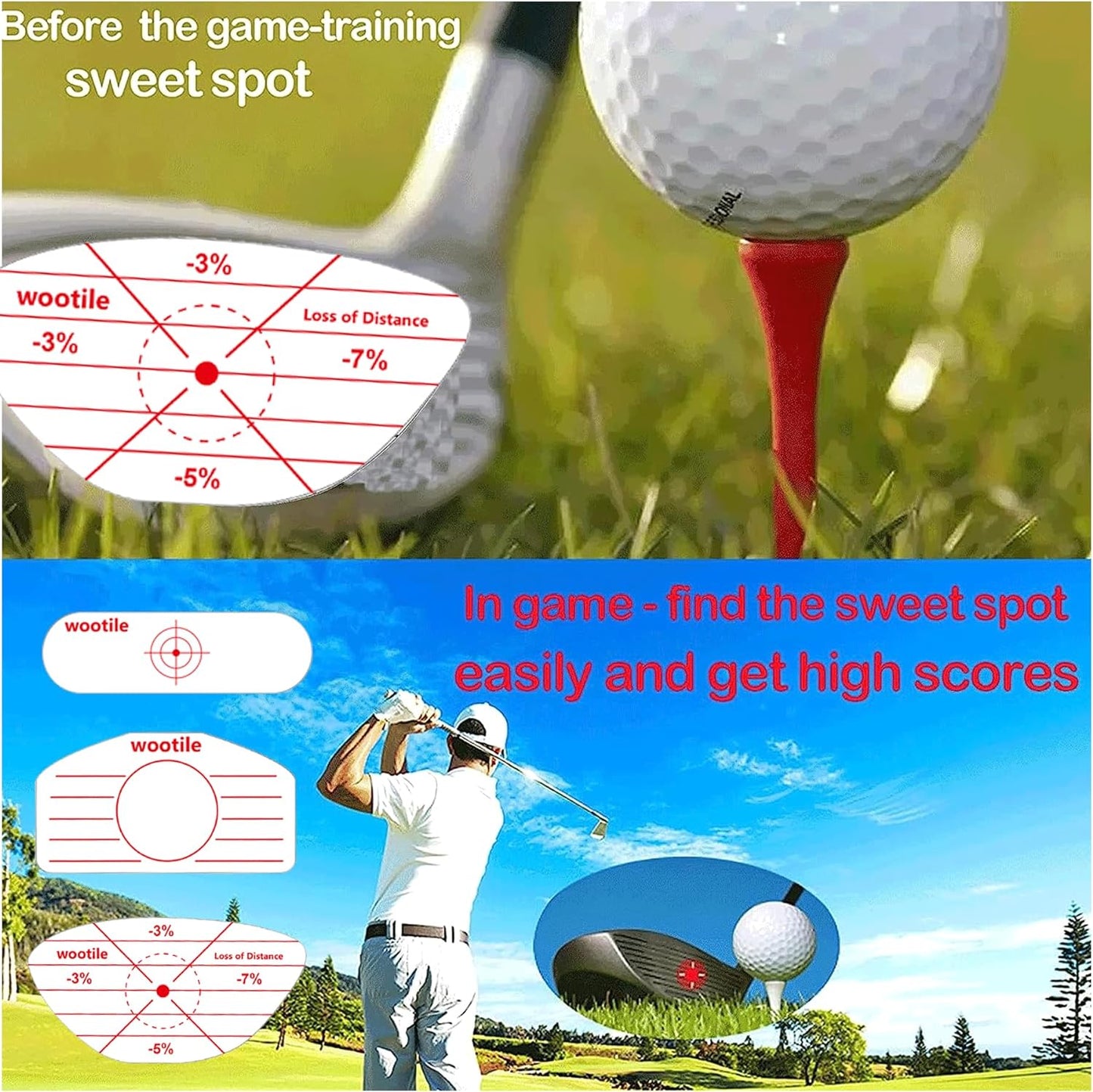 Golf Impact Tape - 180 Pieces of Impact Stickers for Clubs
