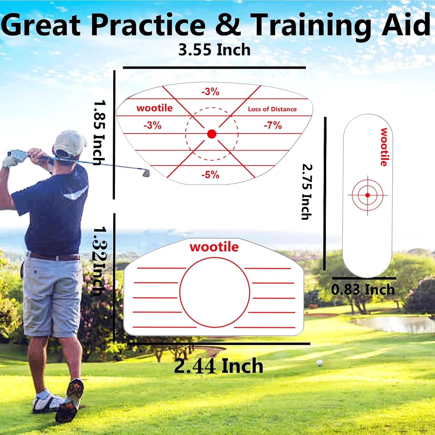 Golf Impact Tape - 180 Pieces of Impact Stickers for Clubs
